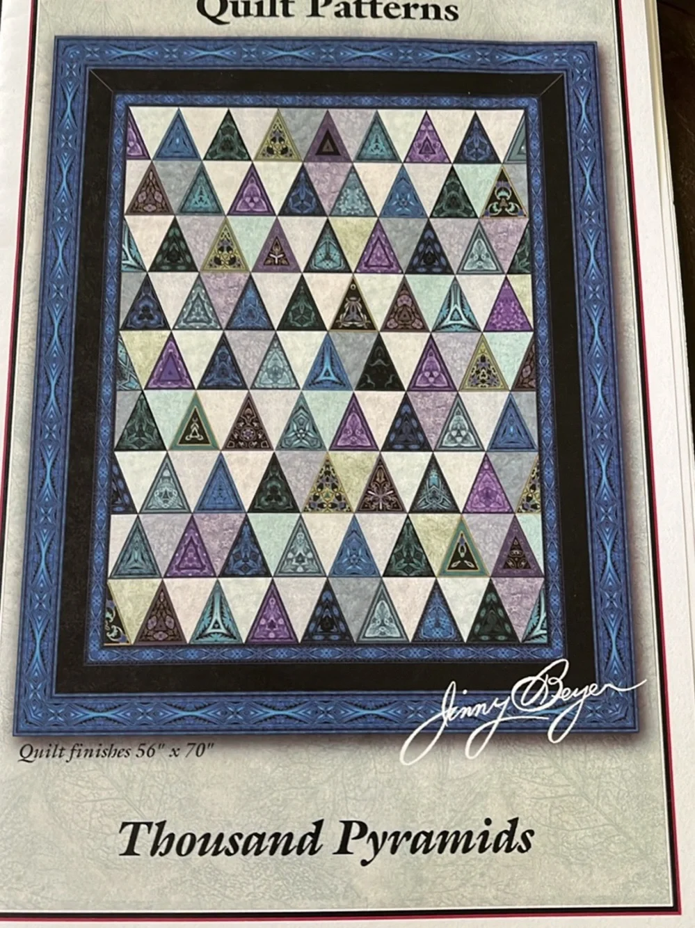 Thousand Pyramids Quilt Pattern - Blue, Purple, Teal Palette